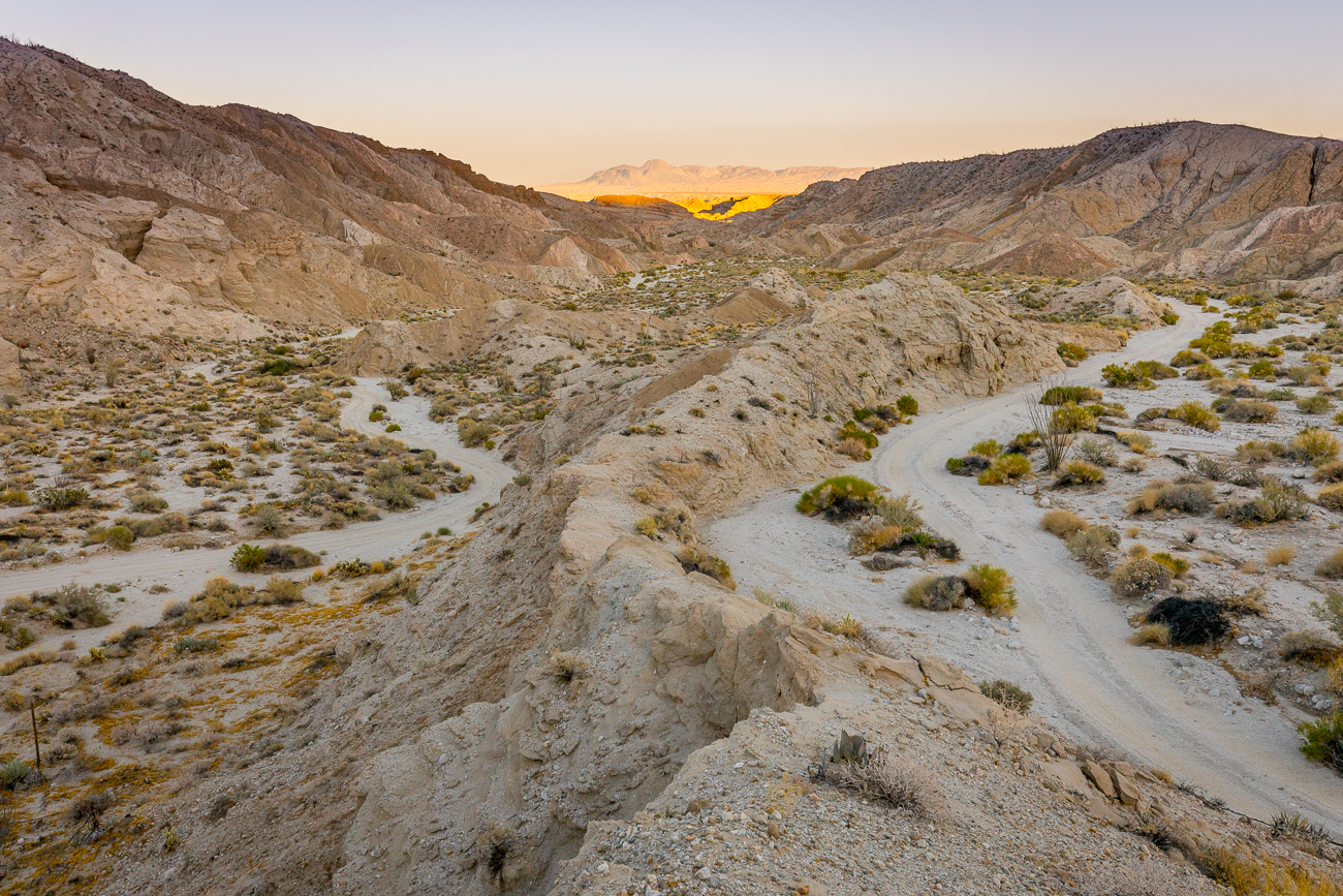 AnzaBorrego; deserts; dry wash; huge cliffs; tiny people; dirt roads; off road; California; San Andreas; Salton Basin