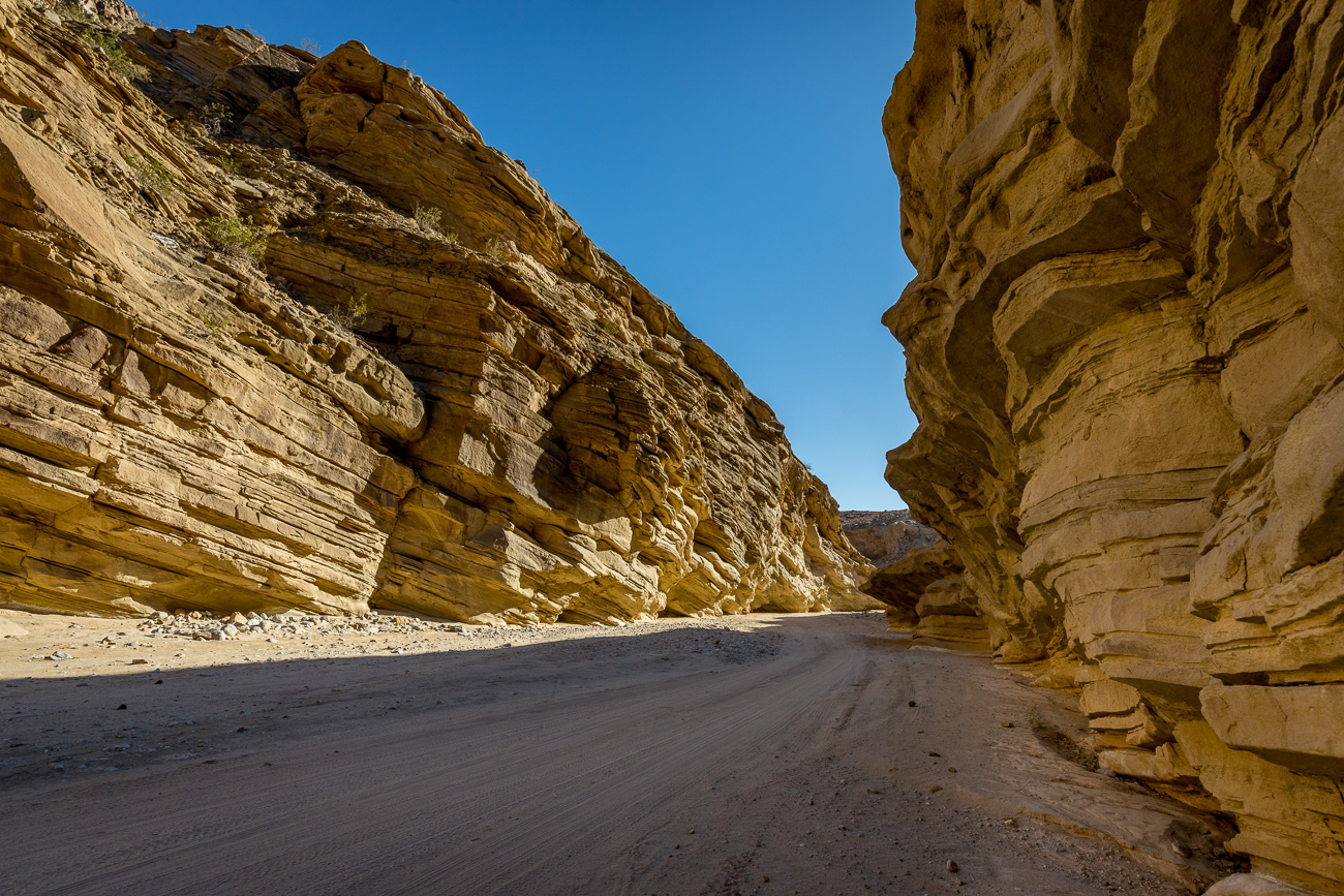 AnzaBorrego; deserts; dry wash; huge cliffs; tiny people; dirt roads; off road; California; San Andreas; Salton Basin